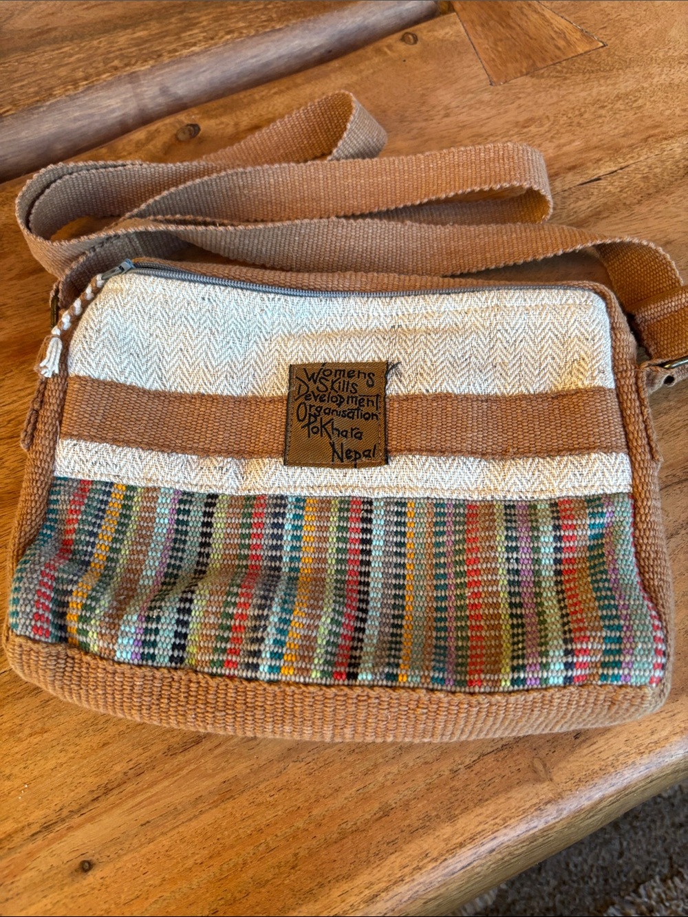 New Handwoven Tan Crossbody Bag - bought in Nepal
